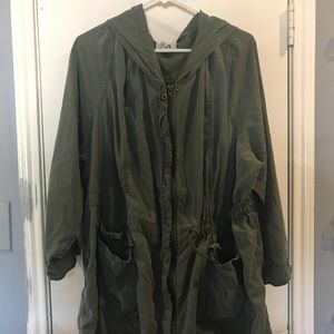 Plus Size Light Army Jacket in Army Green