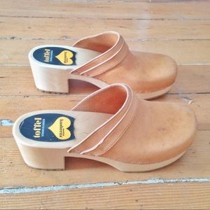 Swedish Hasbeens platform clog sandal- natural- 40