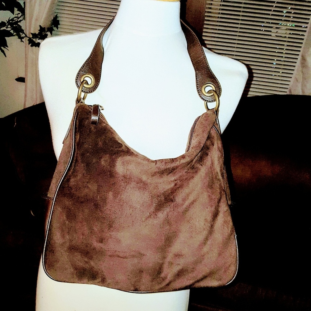 Eddie Bauer Brown Suede Hobo