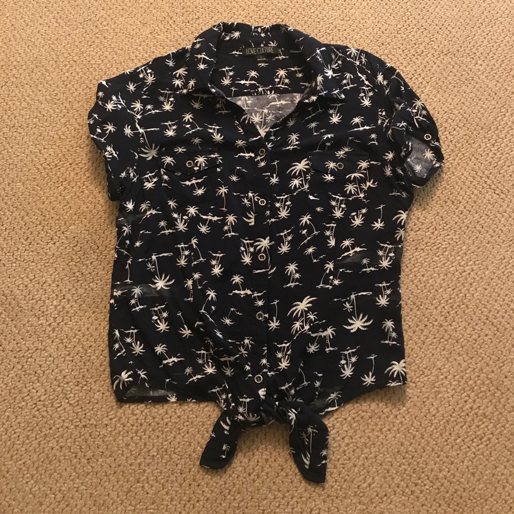 Love Culture Palm Tree Tropical Shirt (Juniors)