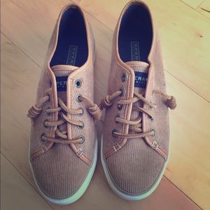 Sperry top-sider camel corduroy slip on sneakers