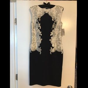 Tadashi Shoji Metallic Scroll-Embellished Dress