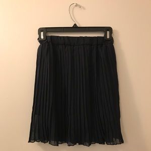 Navy Pleated Boutique Midi Skirt