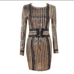 Striped Gold Dress with belt.