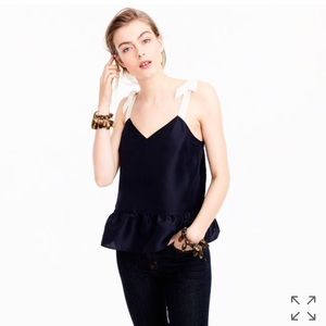 J.Crew Navy Silk Peplum Top