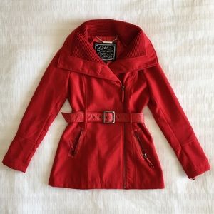 ✨Blanc Noir Women's Red Wool Zip-Up Pea Coat✨