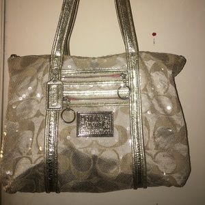 SEQUINED COACH TOTE BAG