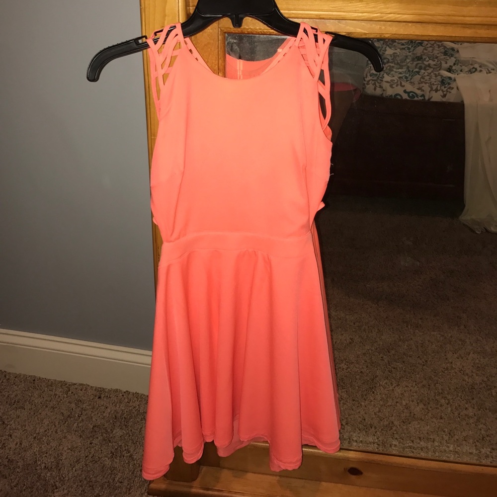 Coral open back dress