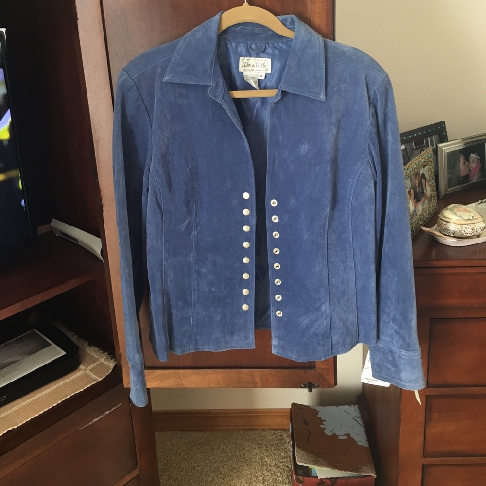 Blue suede/ leather blue jacket