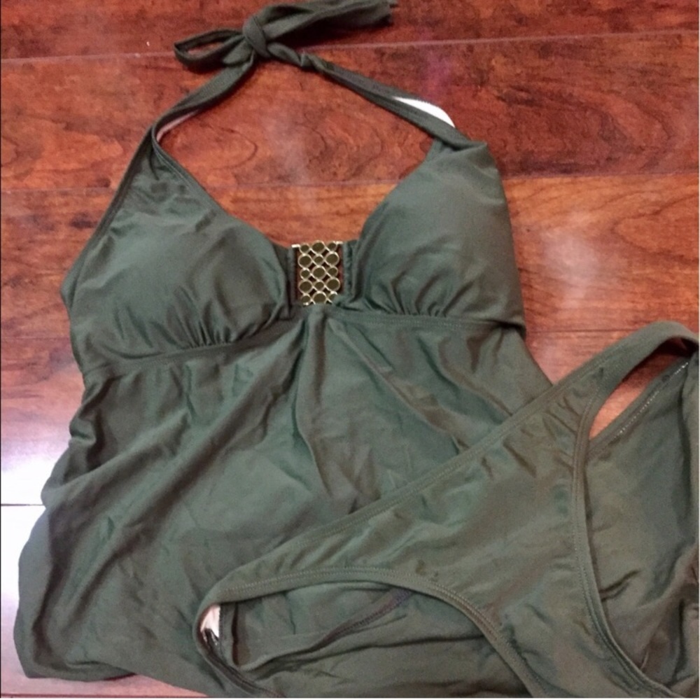 Army green maternity tankini