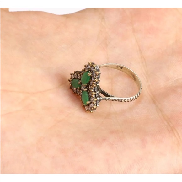 ☘️ Ottoman Turkish Silver Emerald Jewelry Set ☘️ - Picture 3 of 8