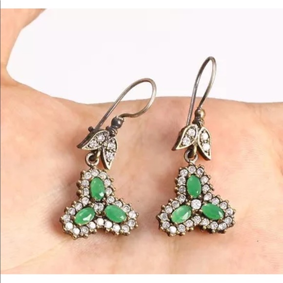 ☘️ Ottoman Turkish Silver Emerald Jewelry Set ☘️ - Picture 5 of 8
