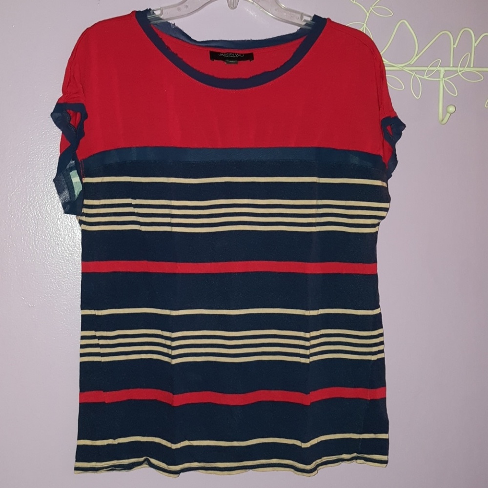 Red, pink, and blue top