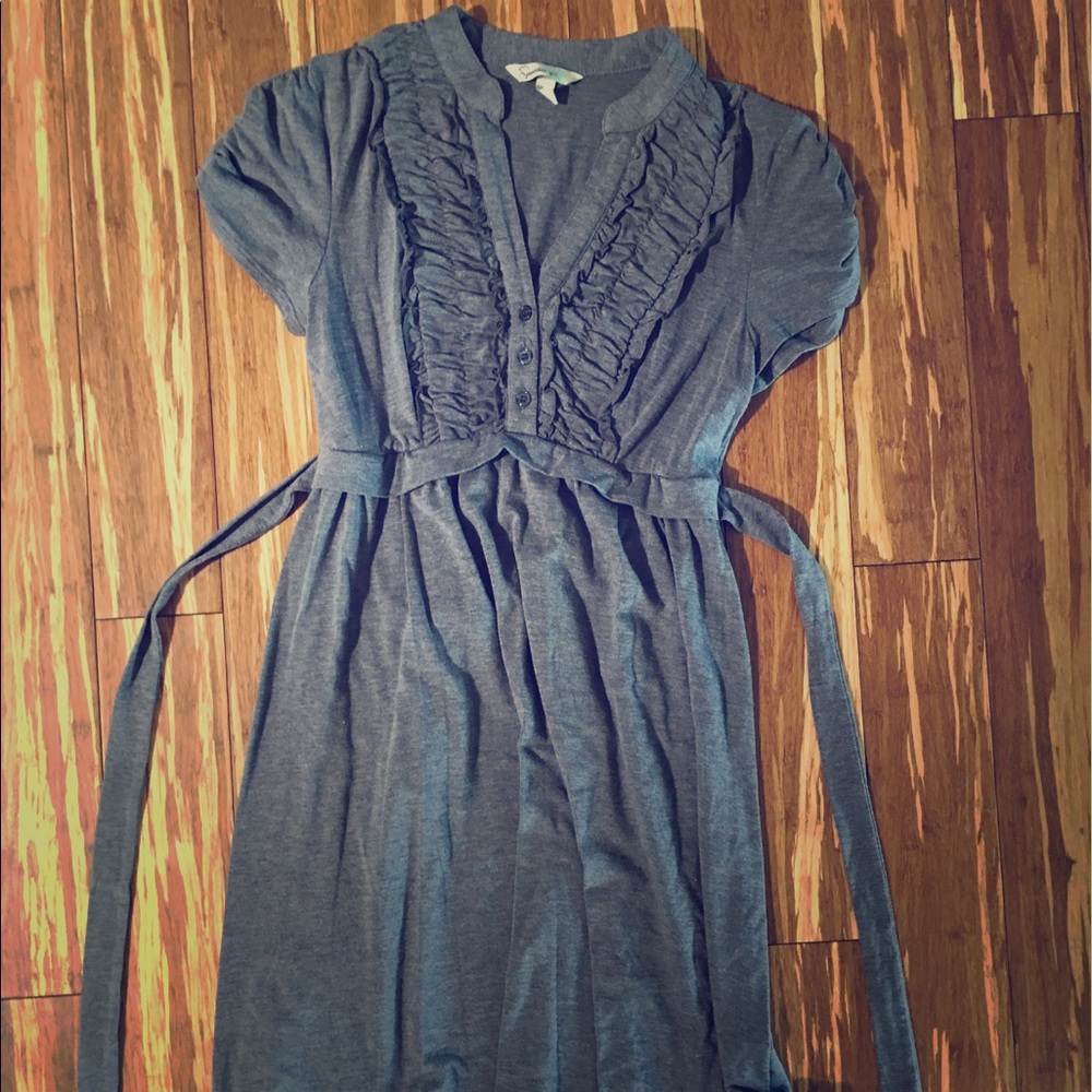 Speckles grey cotton Dress with tie in the back