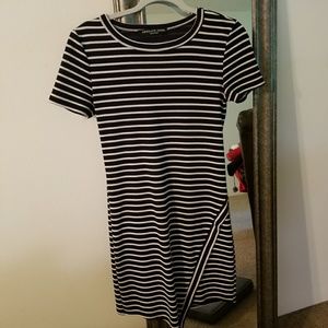 Dark blue and white striped dress