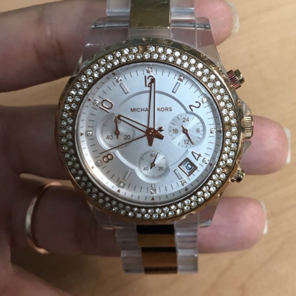 Michael kors, acrylic, rose golf, used, watch