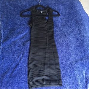 Black crochet back cocktail sweater dress
