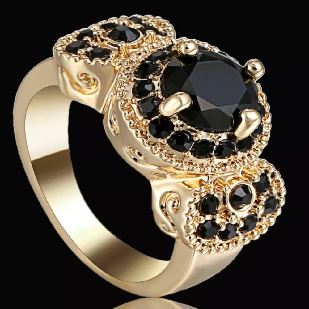 🎀🎀 size 6 black 💎 fashion ring 💍