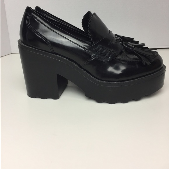 black platform loafers