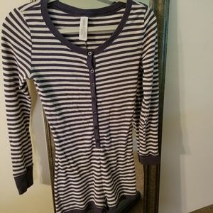 Purple and white onesie sleepwear