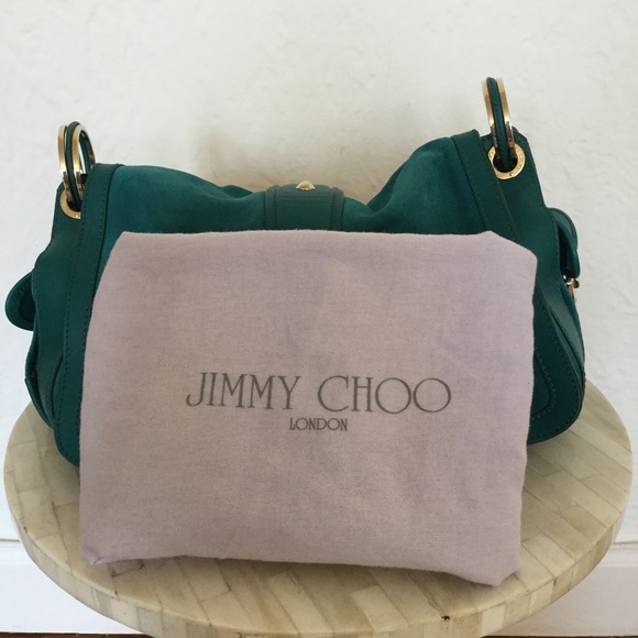 NWT Jimmy Choo Emerald Suede Handbag w/Gold - Picture 3 of 8