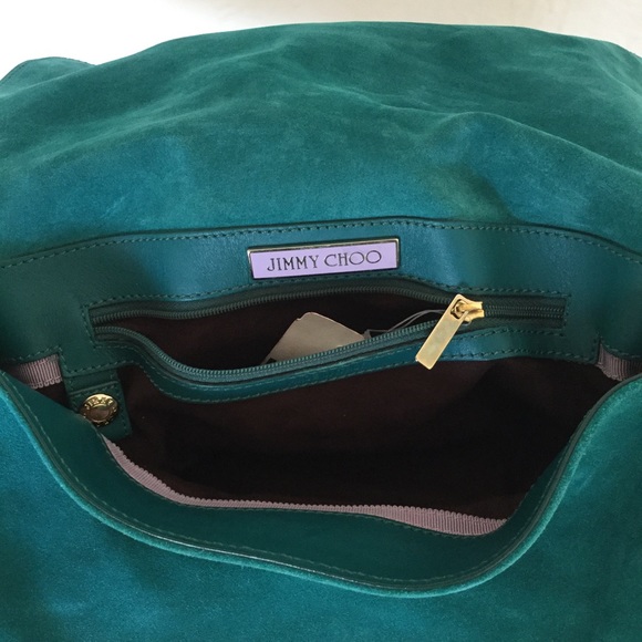NWT Jimmy Choo Emerald Suede Handbag w/Gold - Picture 5 of 8