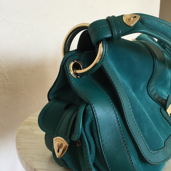 NWT Jimmy Choo Emerald Suede Handbag w/Gold - Picture 6 of 8