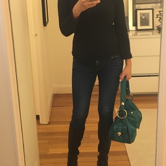 NWT Jimmy Choo Emerald Suede Handbag w/Gold - Picture 7 of 8