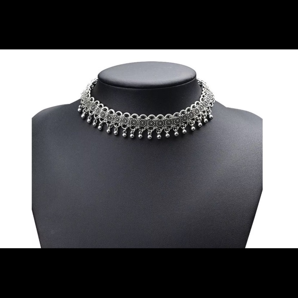 Bollywood inspired silver choker