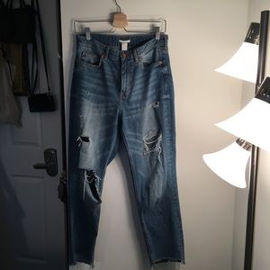 H&M High Waisted, Ripped Jeans