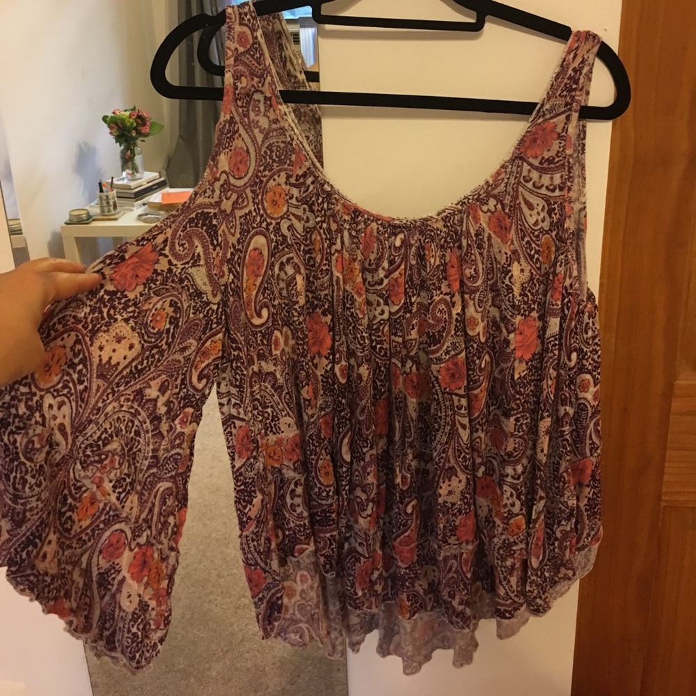 Cold shoulder paisley blouse