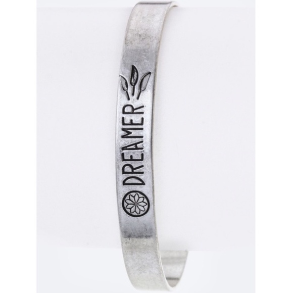 October Love Jewelry - Boho "Dreamer" silver tone bangle bracelet