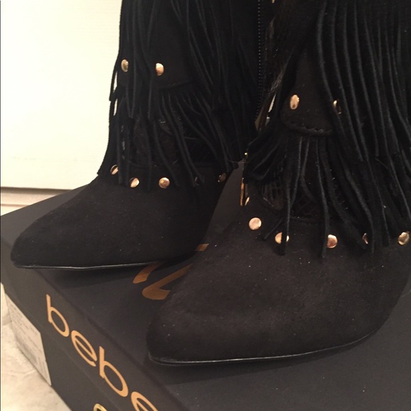 Sale🌹🌹Bebe ankle fringe boots gold trim. - Picture 6 of 6