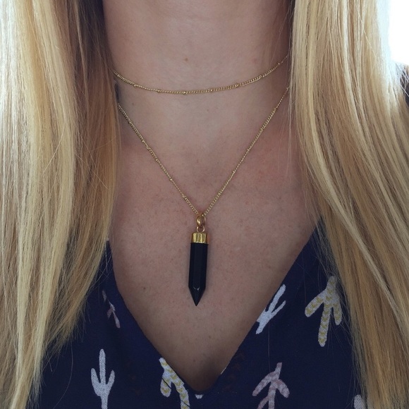 Last 1! 💕Black Onyx Bullet Necklace - Picture 2 of 3