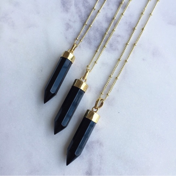 Last 1! 💕Black Onyx Bullet Necklace - Picture 3 of 3