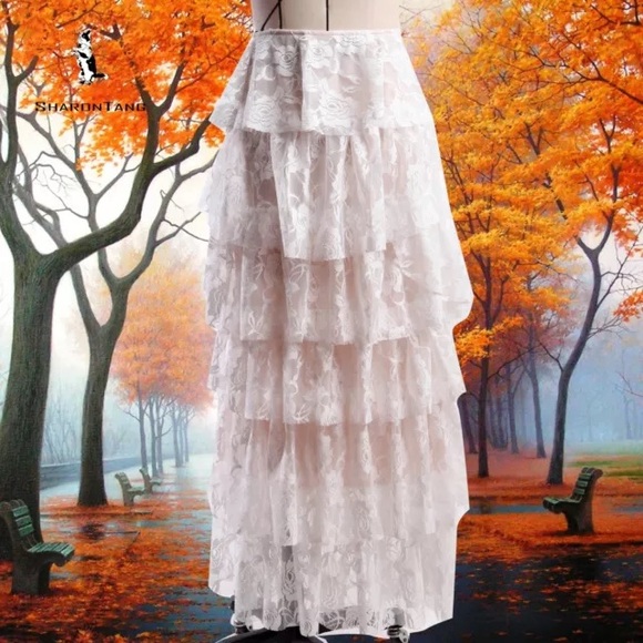 Sharon Tang Dresses & Skirts - Sharon Tang White Lace Ruffle Skirt