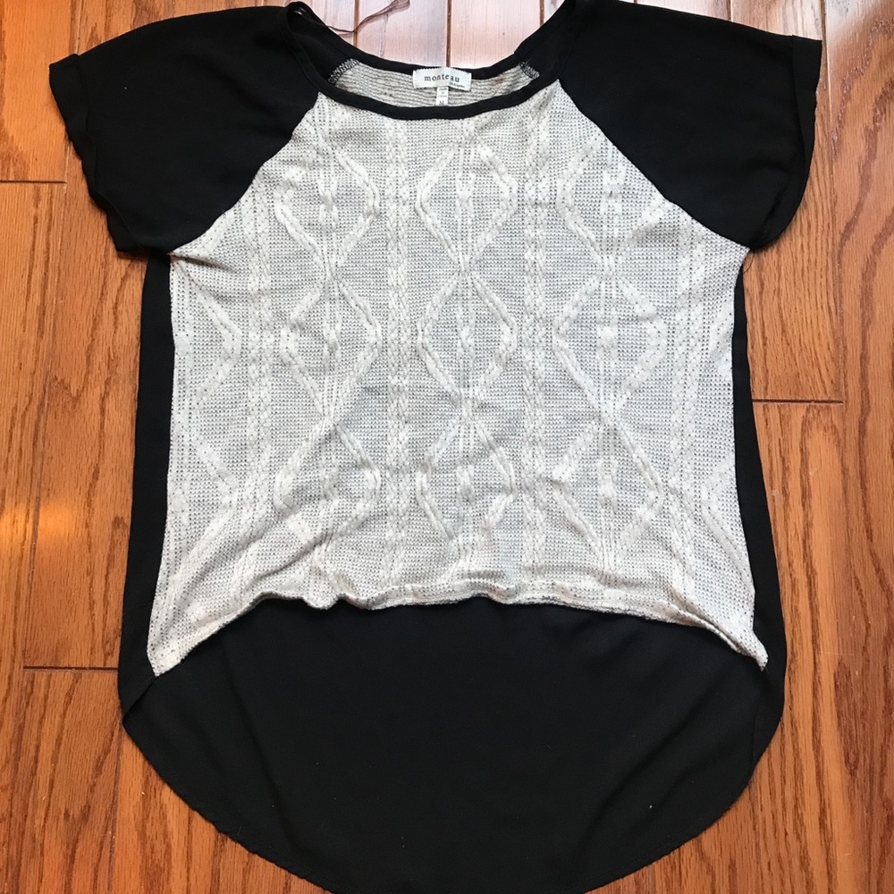 Monteau Hi Lo Top with Sweater Front