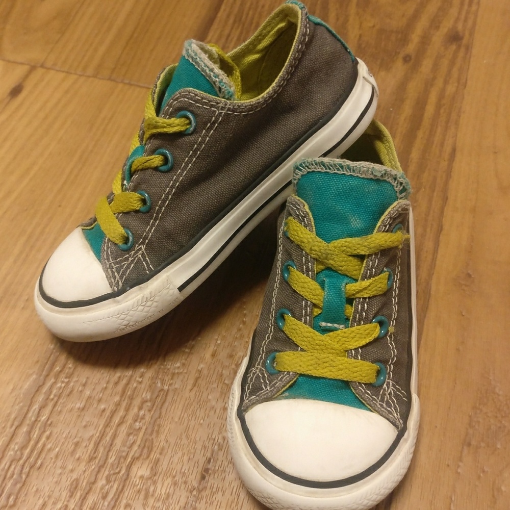 Grey and Green Low Top Chucks