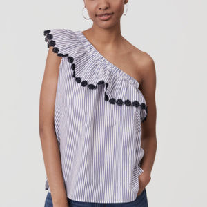 💥FLASH SALE💥LOFT floral striped one shoulder top