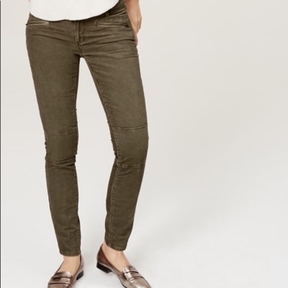 Ann Taylor Loft Green Corduroy Skinny Pants Sz 6