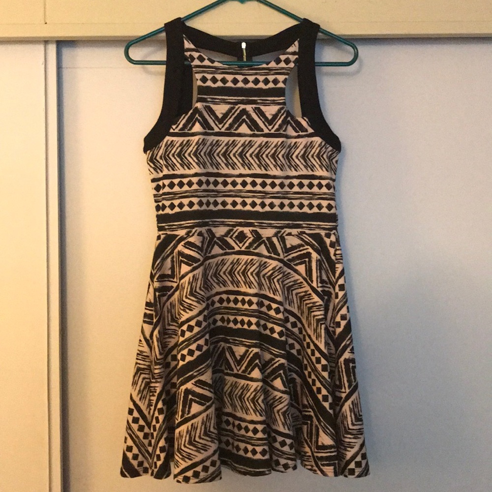 Black and Tan Tribal Print Dress