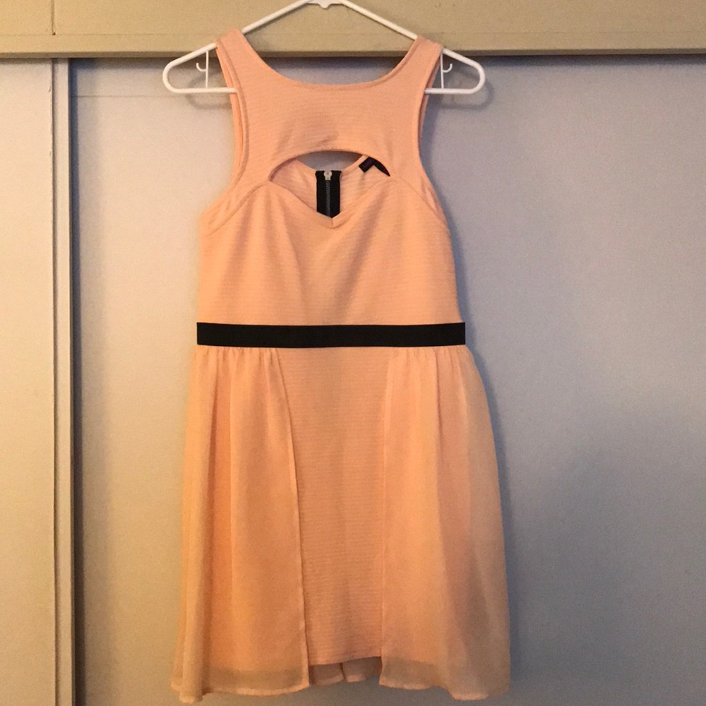Peach/Coral dress with tulle and keyhole front