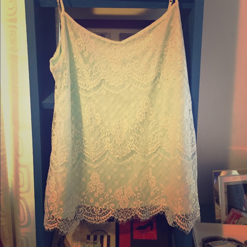 Lace and teal tank