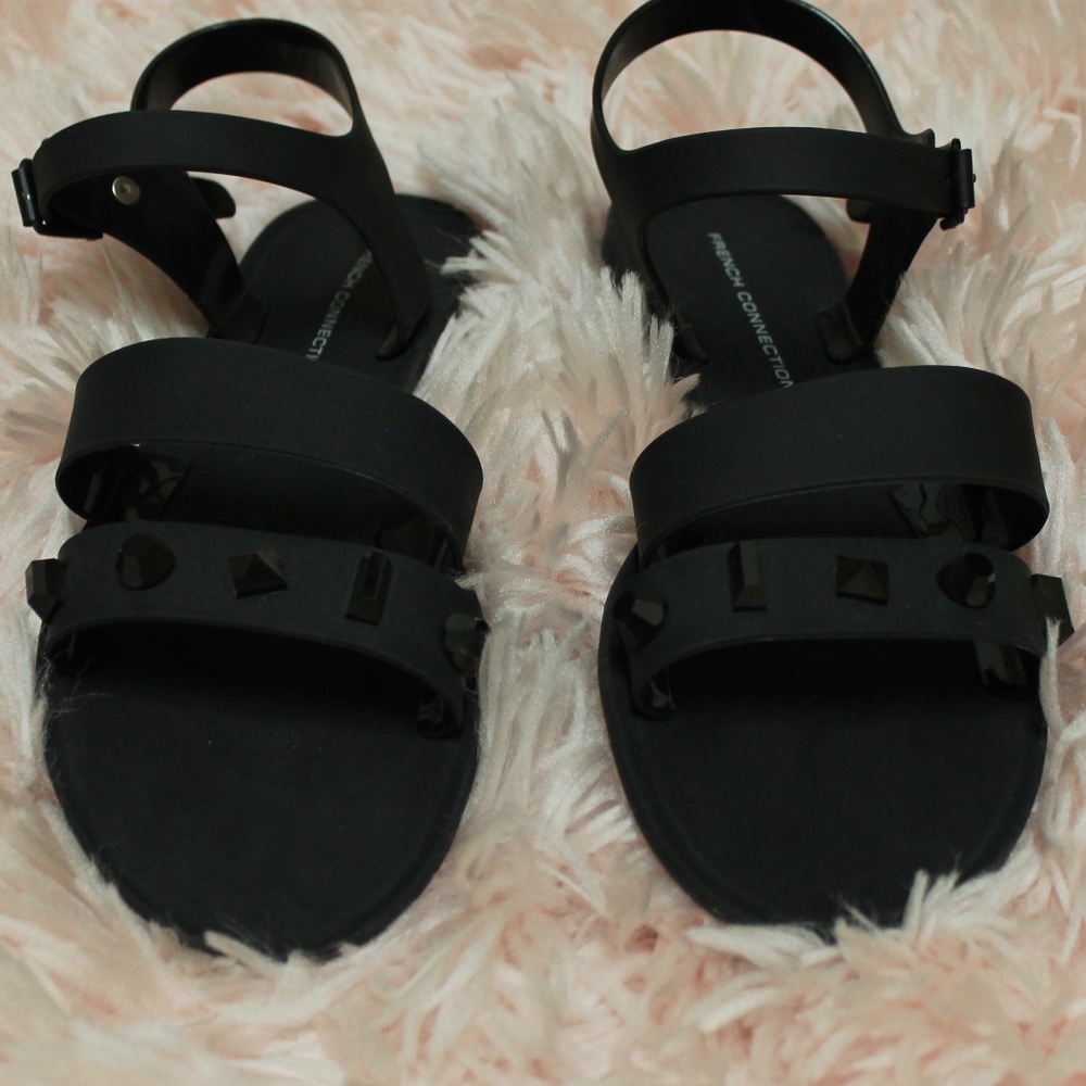 French Connection Juno Flat Studded Jelly Sandal