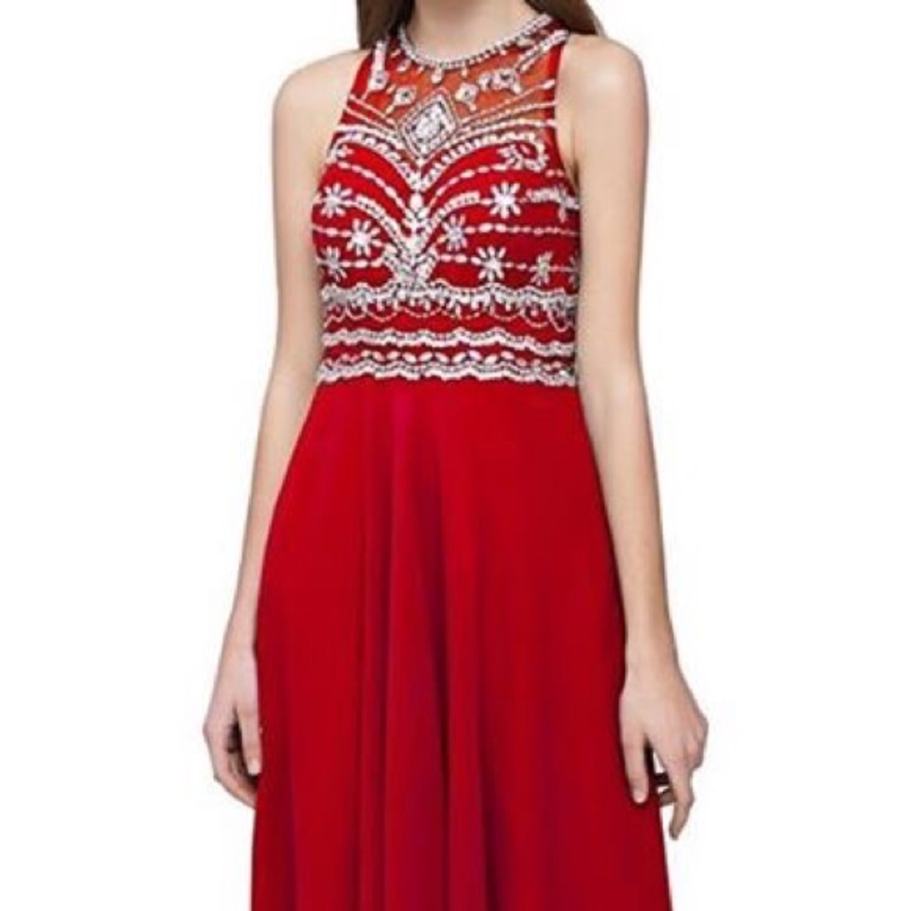Long red prom dress or formal dress