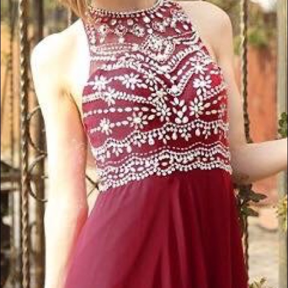 Long red prom dress or formal dress - Picture 2 of 6