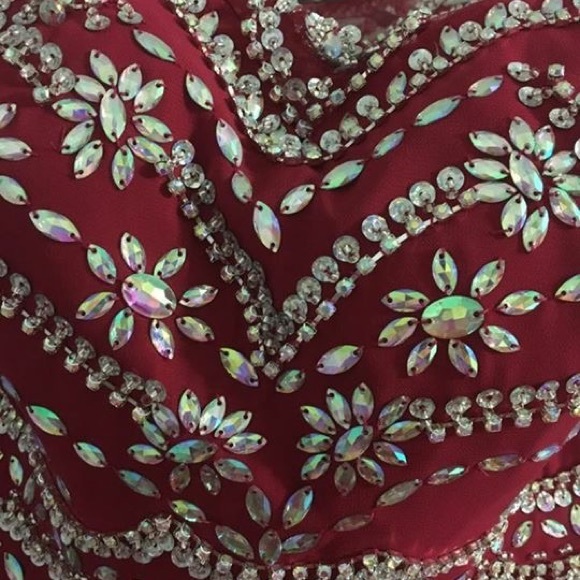 Long red prom dress or formal dress - Picture 4 of 6