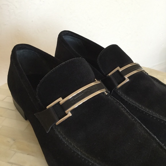Ermenegildo Zegna Men\'s Black Suede Loafers Sz 9.5