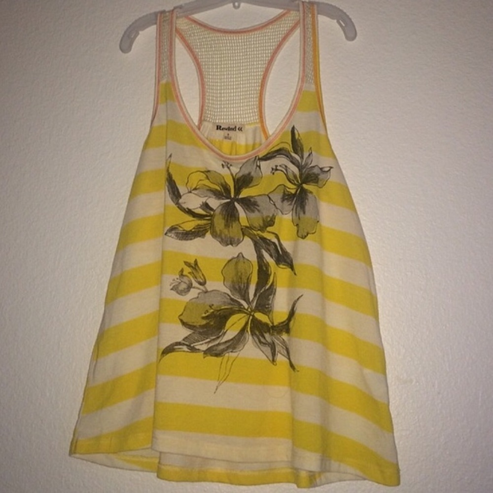 Floral white & yellow tank top