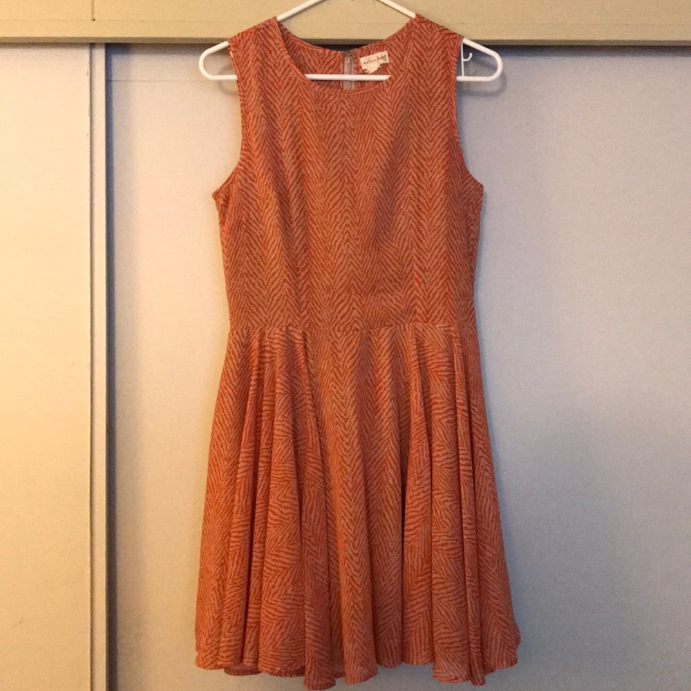 Coral and Tan Maison Jules Mini Dress